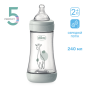 Пляшечка пластик PERFECT 5 Giraffe, 240 мл, соска силікон, 2 м+
