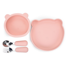 Силіконовий набір дитячого посуду EL Camino ME 1174 Mix Bear рожевий