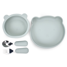 Силіконовий набір дитячого посуду EL Camino ME 1174 Mix Bear зелений