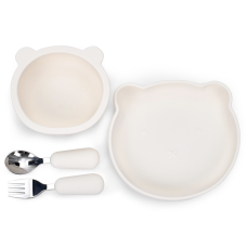 Силіконовий набір дитячого посуду EL Camino ME 1174 Mix Bear молочний