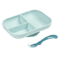 Силіконова порційна тарілка з ложкою - синій