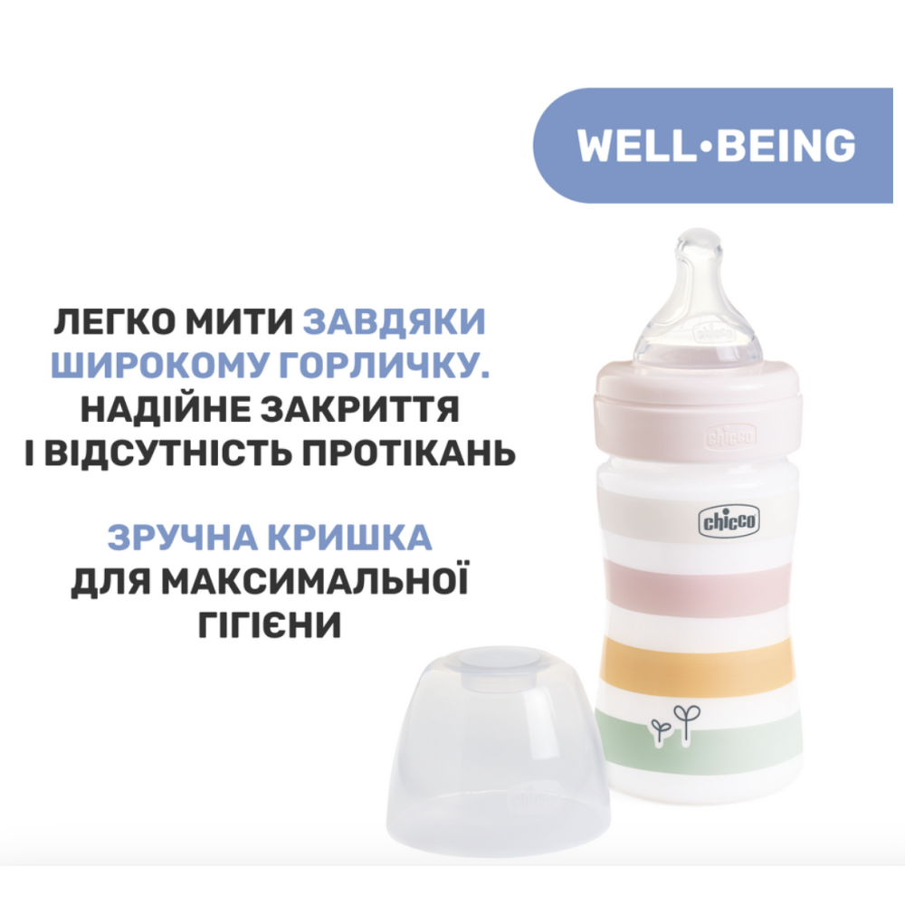 Пляшечка пластик Well-Being Colors, 150мл, соска силікон, 0м+