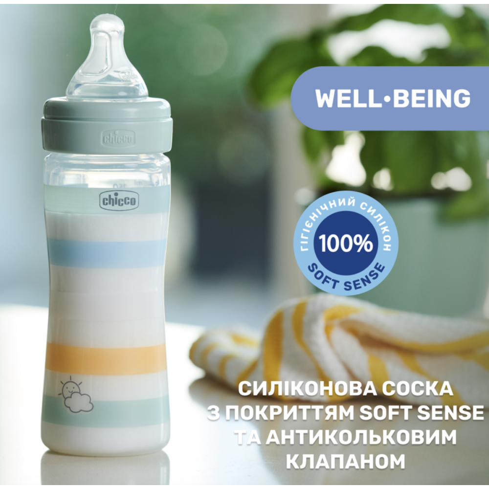 Пляшечка пластик Well-Being Colors, 250мл, соска силікон, 2м+