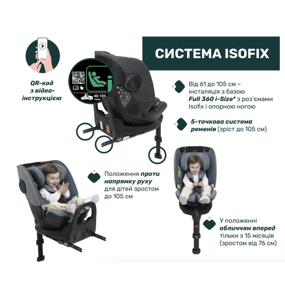 Автокрісло Bi-Seat Air i-Size з базою, група 0+/1/2/3